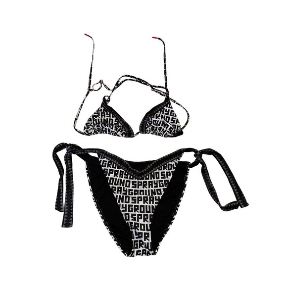Sprayground Limited Edition Black & White Bikini Set XL Bottom Large Top Sexy - Picture 1 of 8